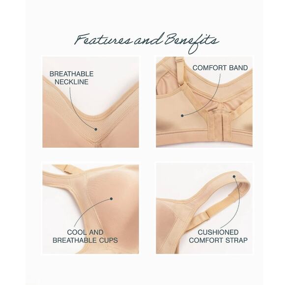 Playtex 18 Hour Active Lifestyle Low Impact Wireless Bra - Nude 44DD - Picture 5 of 10